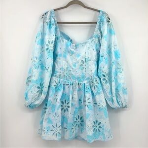 Sabo Luxe NEW Elysia Boho Romantic Cut Out Eyelet Floral Print Corset Mini Dress